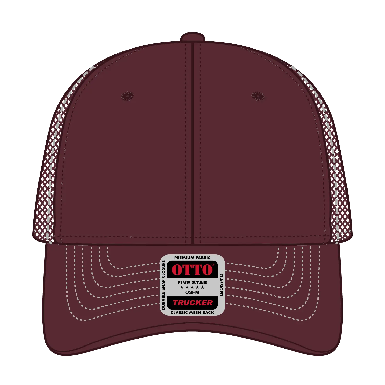 OTTO 83-1239 6 Panel Low Profile Mesh Back Trucker Cap - Maroon - Maroon / 6 1/2’’ - 7 5/8’’