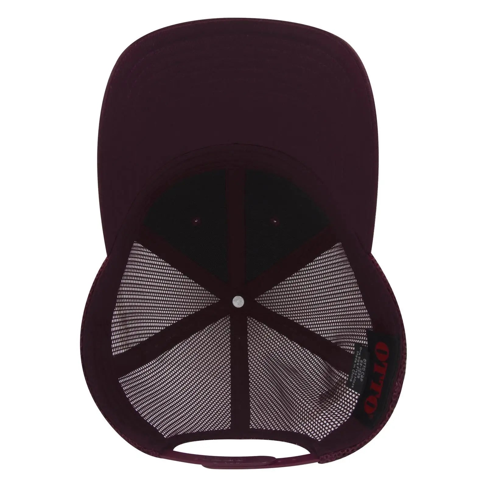OTTO 83-1239 6 Panel Low Profile Mesh Back Trucker Cap - Maroon - Maroon / 6 1/2’’ - 7 5/8’’