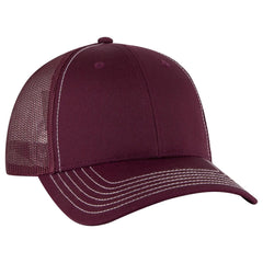 OTTO 83-1239 6 Panel Low Profile Mesh Back Trucker Cap - Maroon - Maroon / 6 1/2’’ - 7 5/8’’