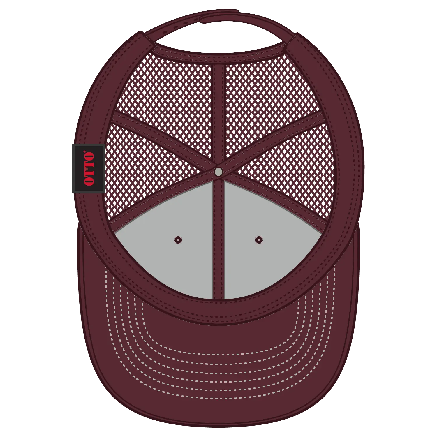 OTTO 83-1239 6 Panel Low Profile Mesh Back Trucker Cap - Maroon - Maroon / 6 1/2’’ - 7 5/8’’