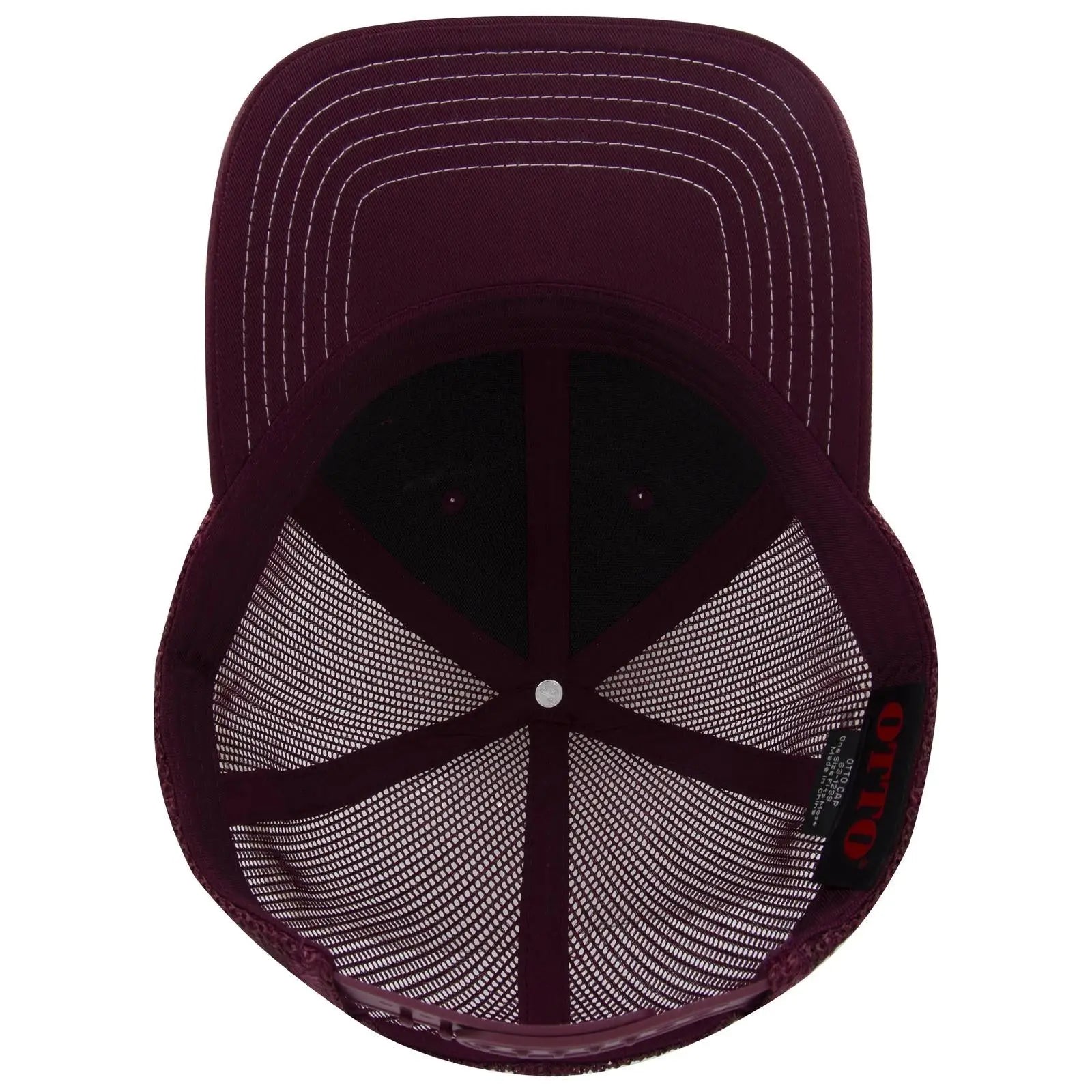 OTTO 83-1239 6 Panel Low Profile Mesh Back Trucker Cap - Maroon - Maroon / 6 1/2’’ - 7 5/8’’