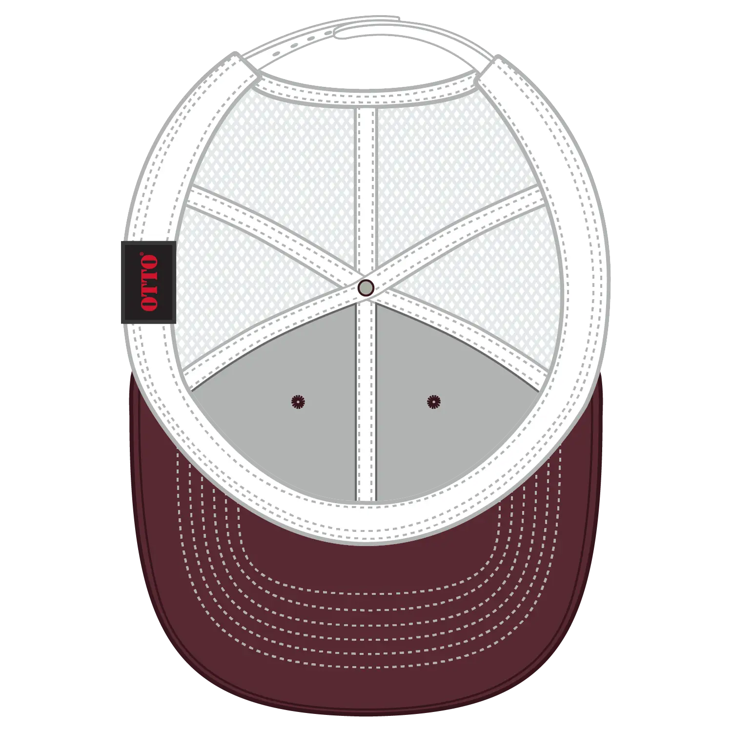 OTTO 83-1239 6 Panel Low Profile Mesh Back Trucker Cap - Mrn/Mrn/Wht - Mrn/Mrn/Wht / 6 1/2’’ - 7 5/8’’
