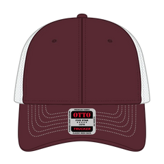 OTTO 83-1239 6 Panel Low Profile Mesh Back Trucker Cap - Mrn/Mrn/Wht - Mrn/Mrn/Wht / 6 1/2’’ - 7 5/8’’