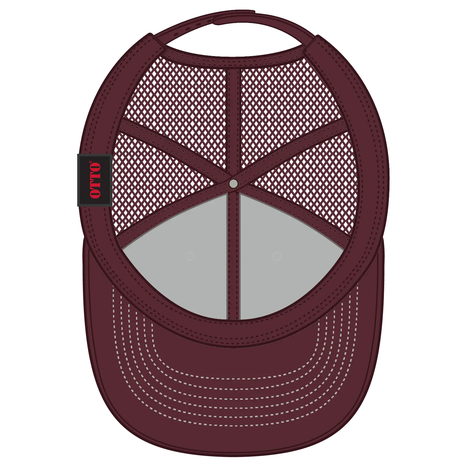 OTTO 83-1239 6 Panel Low Profile Mesh Back Trucker Cap - Mrn/Wht/Mrn - Mrn/Wht/Mrn / 6 1/2’’ - 7 5/8’’