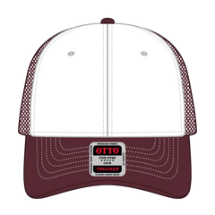 OTTO 83-1239 6 Panel Low Profile Mesh Back Trucker Cap - Mrn/Wht/Mrn - Mrn/Wht/Mrn / 6 1/2’’ - 7 5/8’’