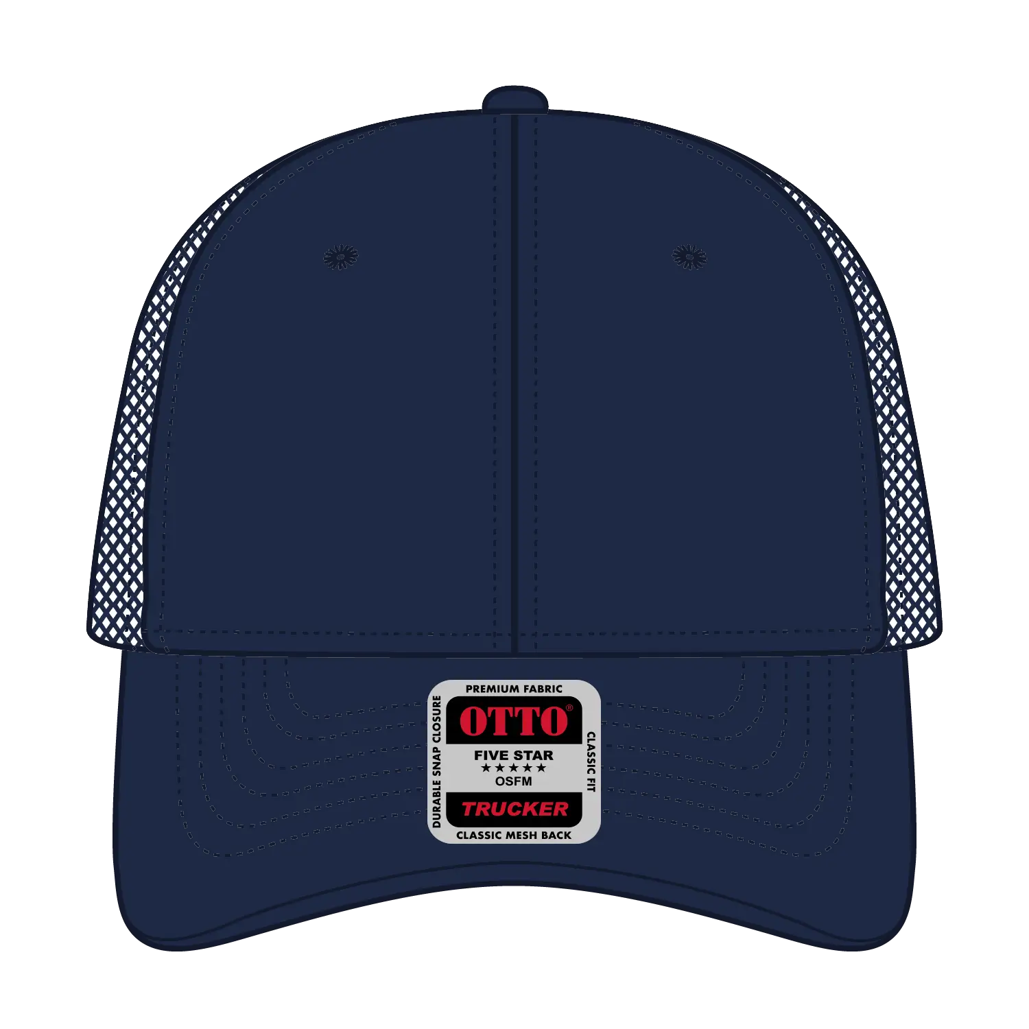 OTTO 83-1239 6 Panel Low Profile Mesh Back Trucker Cap - Navy - Navy / 6 1/2’’ - 7 5/8’’