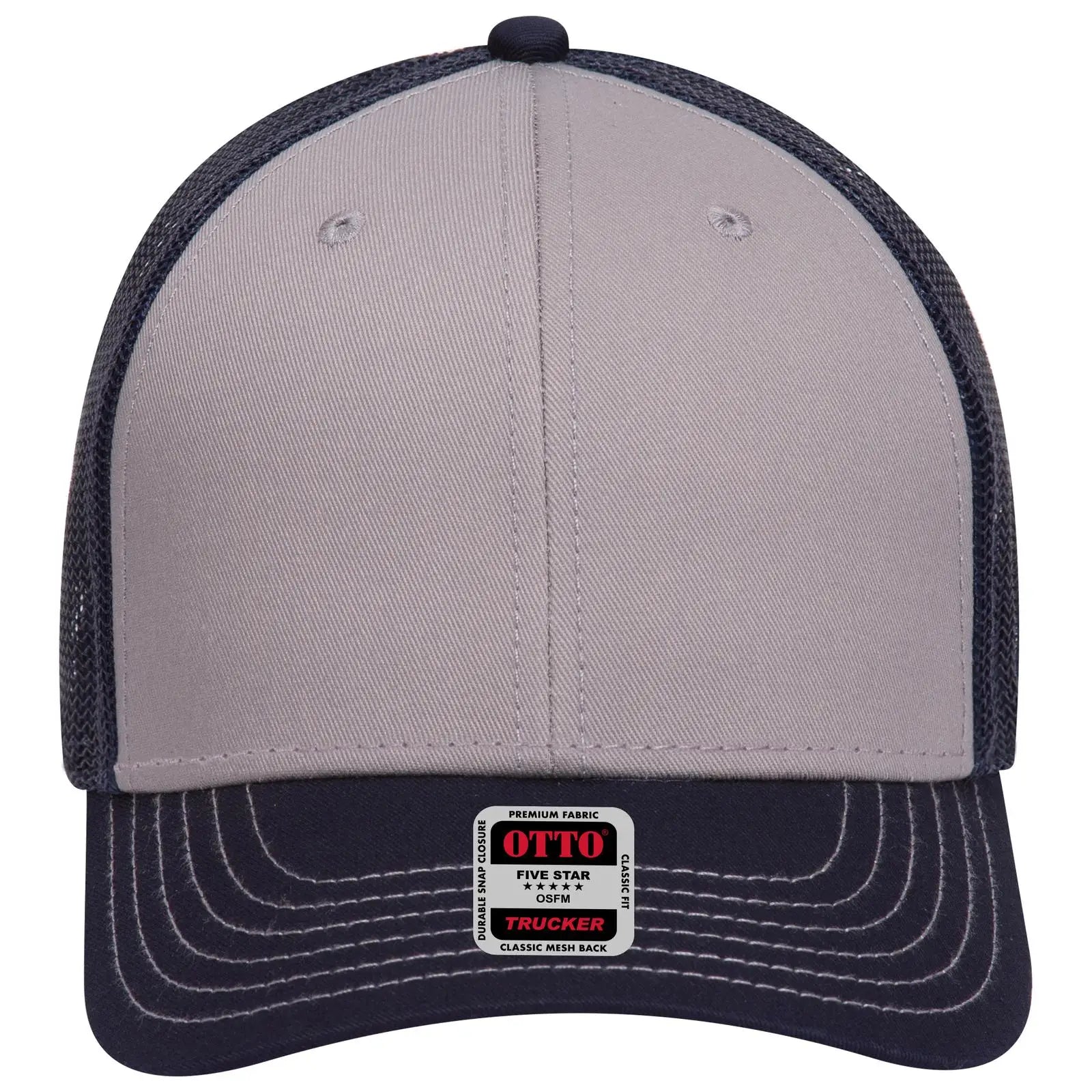OTTO 83-1239 6 Panel Low Profile Mesh Back Trucker Cap - Nvy/Gry/Nvy - Nvy/Gry/Nvy / 6 1/2’’ - 7 5/8’’