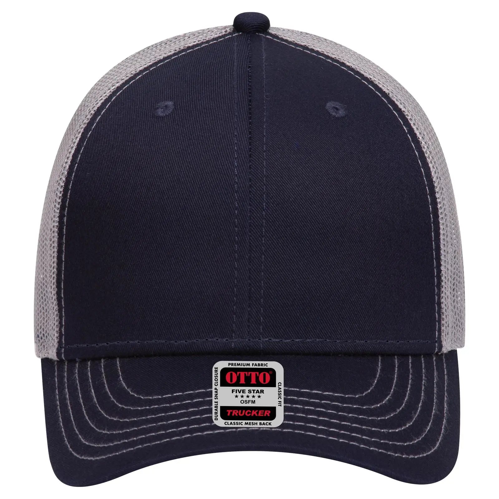 OTTO 83-1239 6 Panel Low Profile Mesh Back Trucker Cap - Nvy/Nvy/Gry - Nvy/Nvy/Gry / 6 1/2’’ - 7 5/8’’