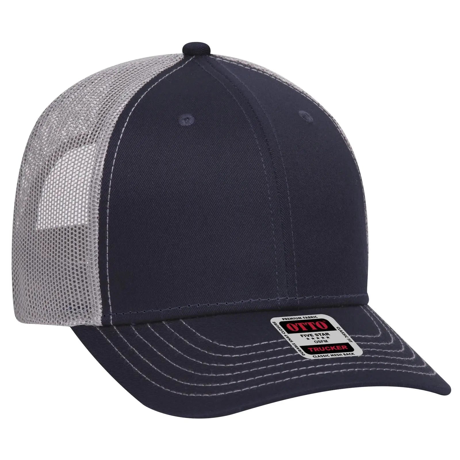 OTTO 83-1239 6 Panel Low Profile Mesh Back Trucker Cap - Nvy/Nvy/Gry - Nvy/Nvy/Gry / 6 1/2’’ - 7 5/8’’