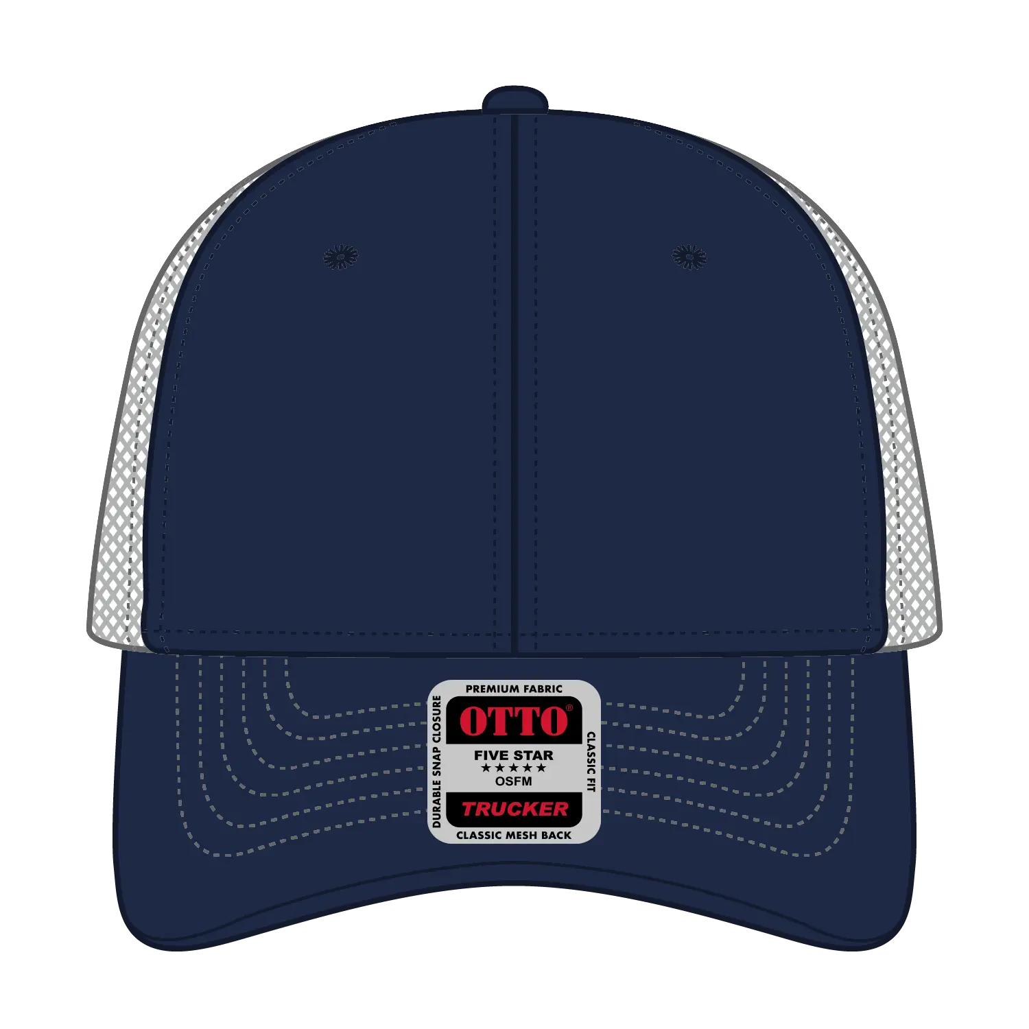 OTTO 83-1239 6 Panel Low Profile Mesh Back Trucker Cap - Nvy/Nvy/Gry - Nvy/Nvy/Gry / 6 1/2’’ - 7 5/8’’