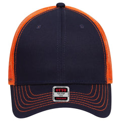 OTTO 83-1239 6 Panel Low Profile Mesh Back Trucker Cap - Nvy/Nvy/Org - Nvy/Nvy/Org / 6 1/2’’ - 7 5/8’’