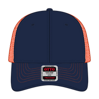 OTTO 83-1239 6 Panel Low Profile Mesh Back Trucker Cap - Nvy/Nvy/Org - Nvy/Nvy/Org / 6 1/2’’ - 7 5/8’’