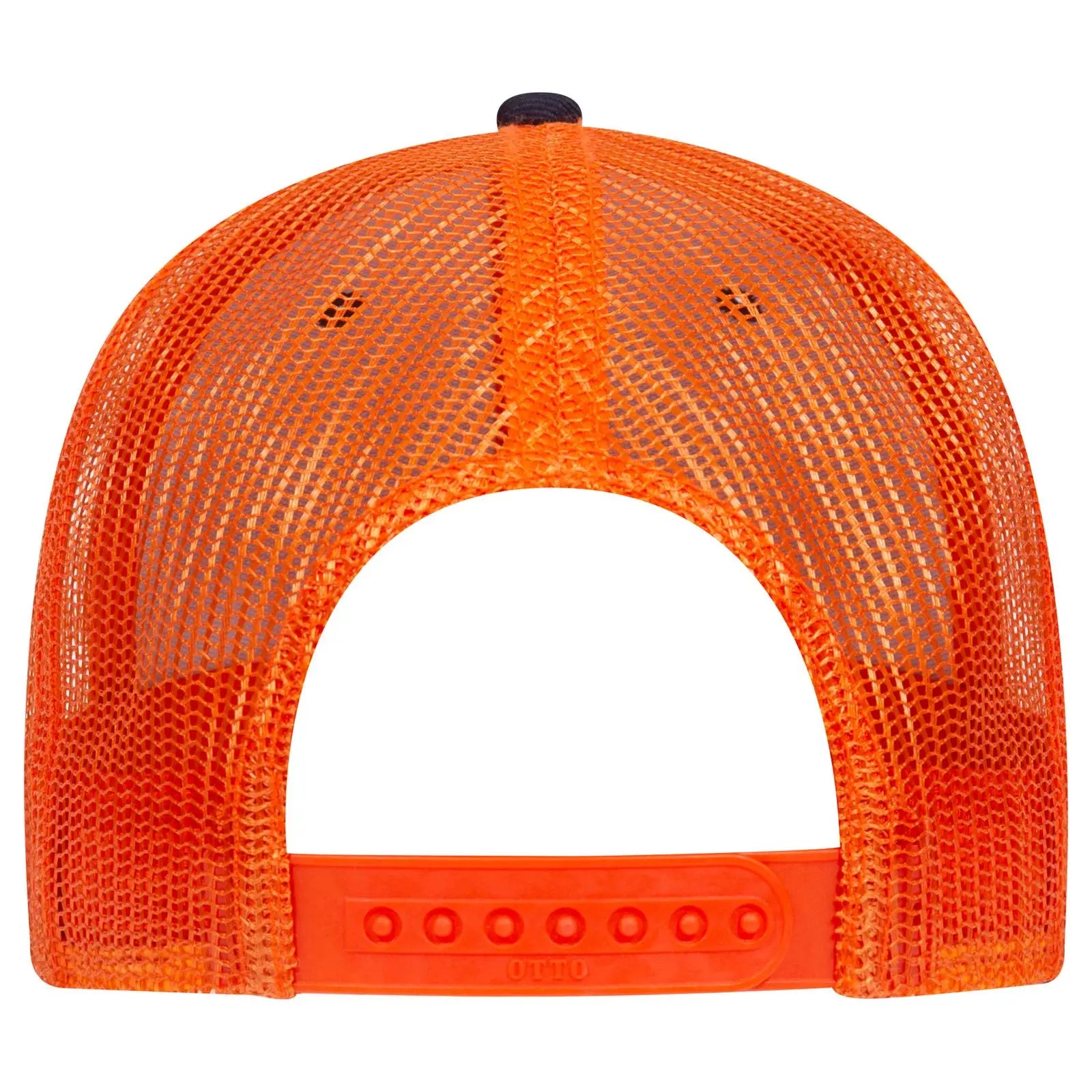 OTTO 83-1239 6 Panel Low Profile Mesh Back Trucker Cap - Nvy/Nvy/Org - Nvy/Nvy/Org / 6 1/2’’ - 7 5/8’’