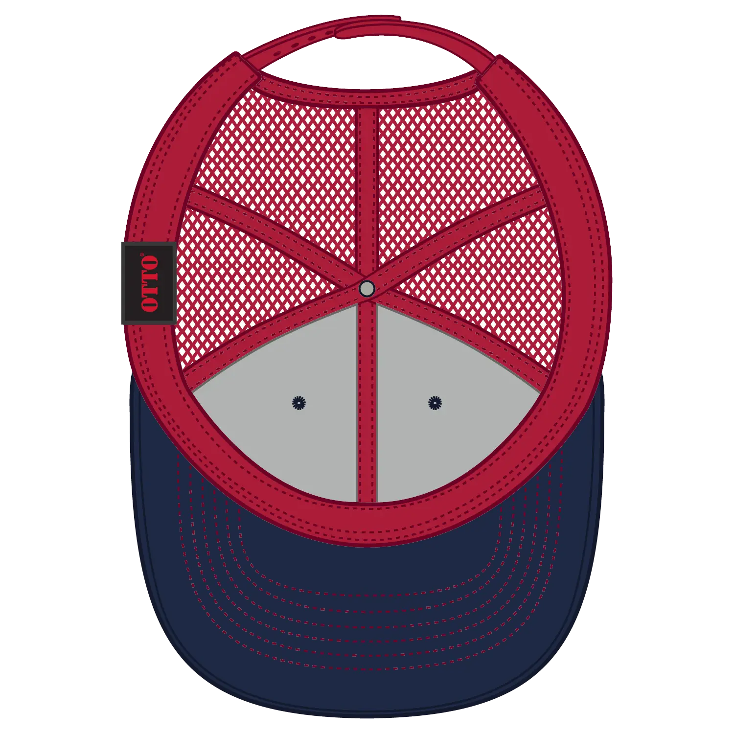 OTTO 83-1239 6 Panel Low Profile Mesh Back Trucker Cap - Nvy/Nvy/Red - Nvy/Nvy/Red / 6 1/2’’ - 7 5/8’’