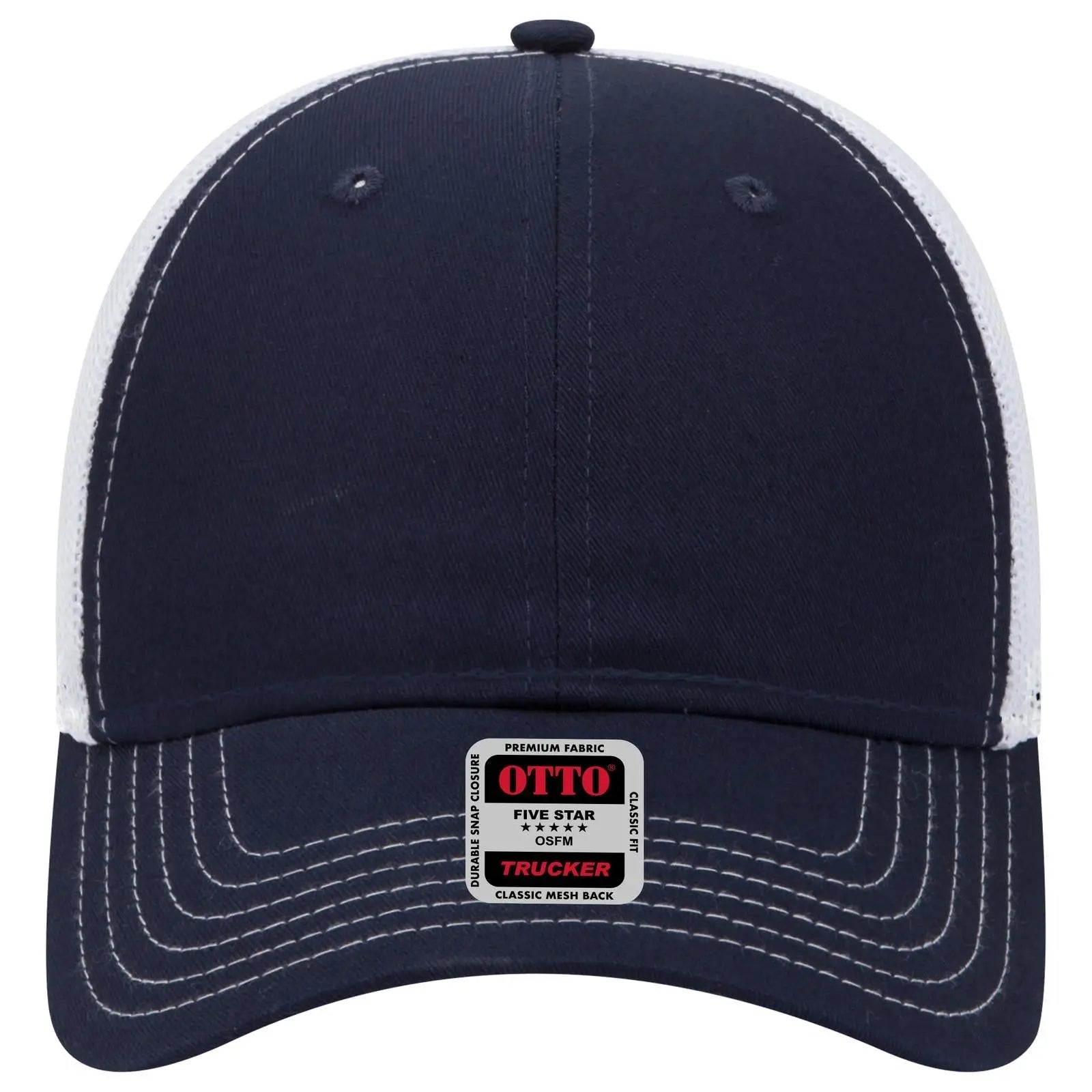 OTTO 83-1239 6 Panel Low Profile Mesh Back Trucker Cap - Nvy/Nvy/Wht - Nvy/Nvy/Wht / 6 1/2’’ - 7 5/8’’