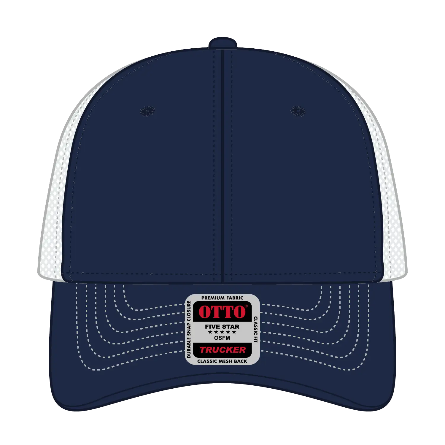 OTTO 83-1239 6 Panel Low Profile Mesh Back Trucker Cap - Nvy/Nvy/Wht - Nvy/Nvy/Wht / 6 1/2’’ - 7 5/8’’