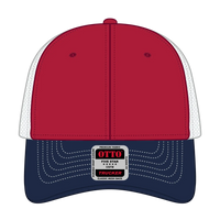 OTTO 83-1239 6 Panel Low Profile Mesh Back Trucker Cap - Nvy/Red/Wht - Nvy/Red/Wht / 6 1/2’’ - 7 5/8’’