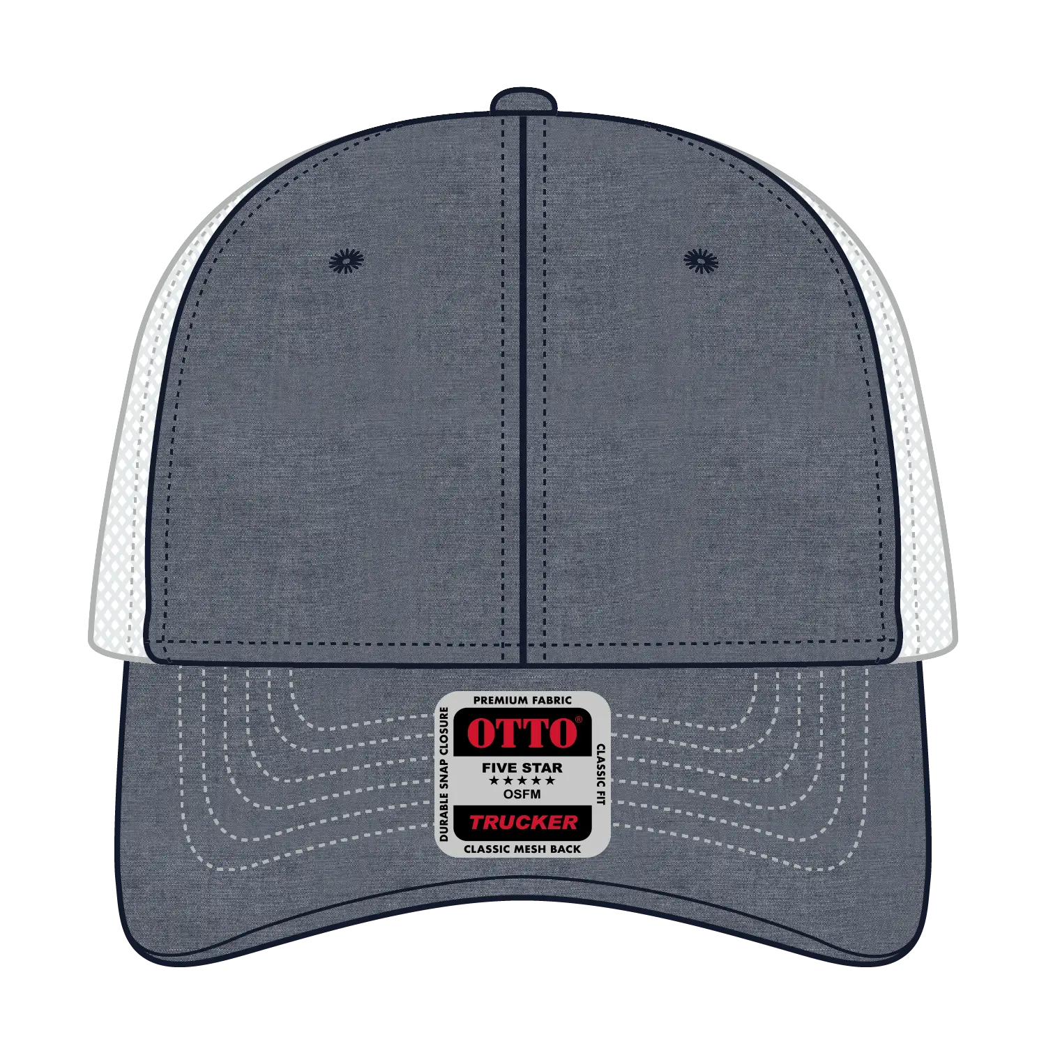 OTTO 83-1239 6 Panel Low Profile Mesh Back Trucker Cap - Nvy/Wht - Nvy/Wht / 6 1/2’’ - 7 5/8’’