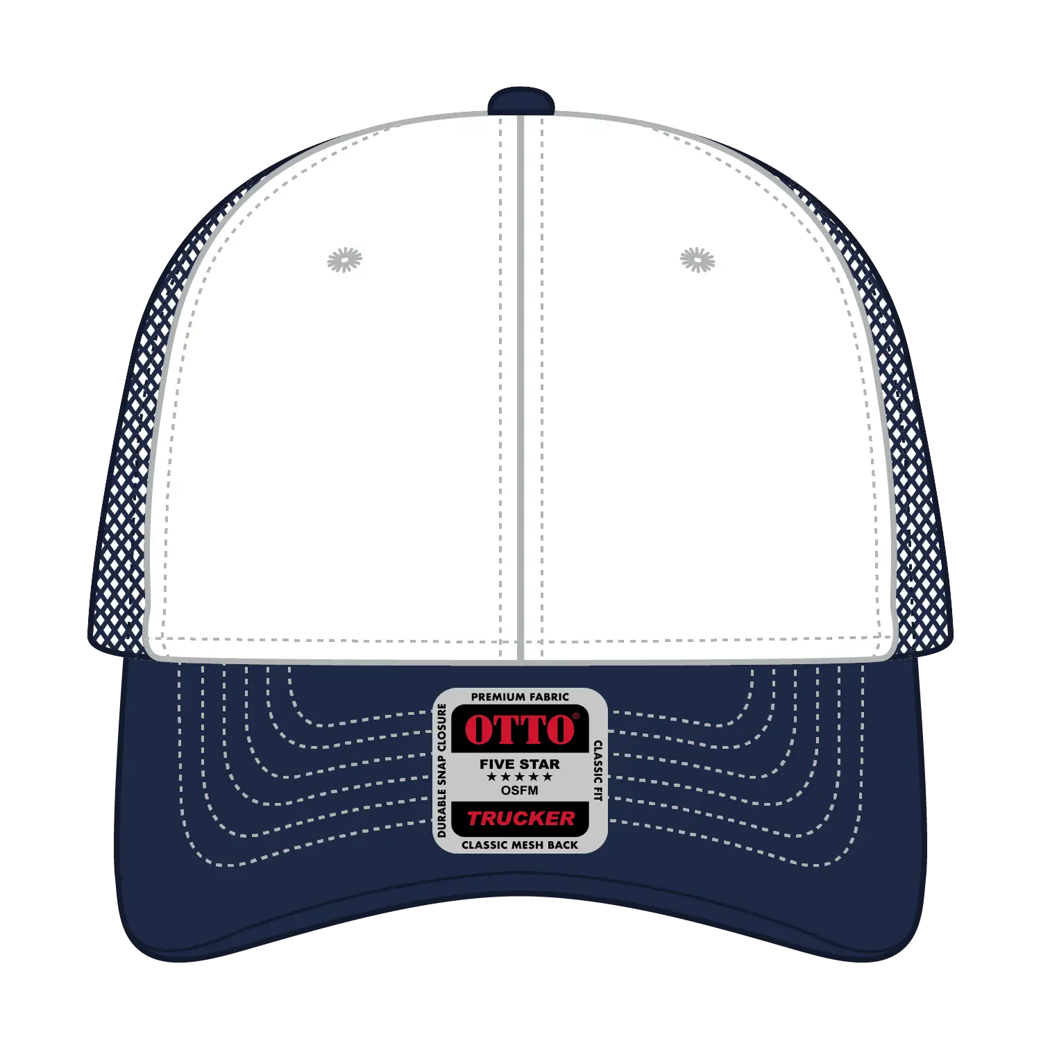 OTTO 83-1239 6 Panel Low Profile Mesh Back Trucker Cap - Nvy/Wht/Nvy - Nvy/Wht/Nvy / 6 1/2’’ - 7 5/8’’