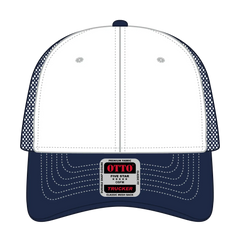 OTTO 83-1239 6 Panel Low Profile Mesh Back Trucker Cap - Nvy/Wht/Nvy - Nvy/Wht/Nvy / 6 1/2’’ - 7 5/8’’