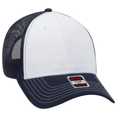 OTTO 83-1239 6 Panel Low Profile Mesh Back Trucker Cap - Nvy/Wht/Nvy - Nvy/Wht/Nvy / 6 1/2’’ - 7 5/8’’
