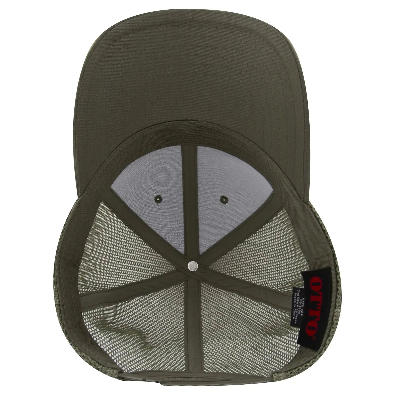 OTTO 83-1239 6 Panel Low Profile Mesh Back Trucker Cap - Ol. Green - Ol. Green / 6 1/2’’ - 7 5/8’’