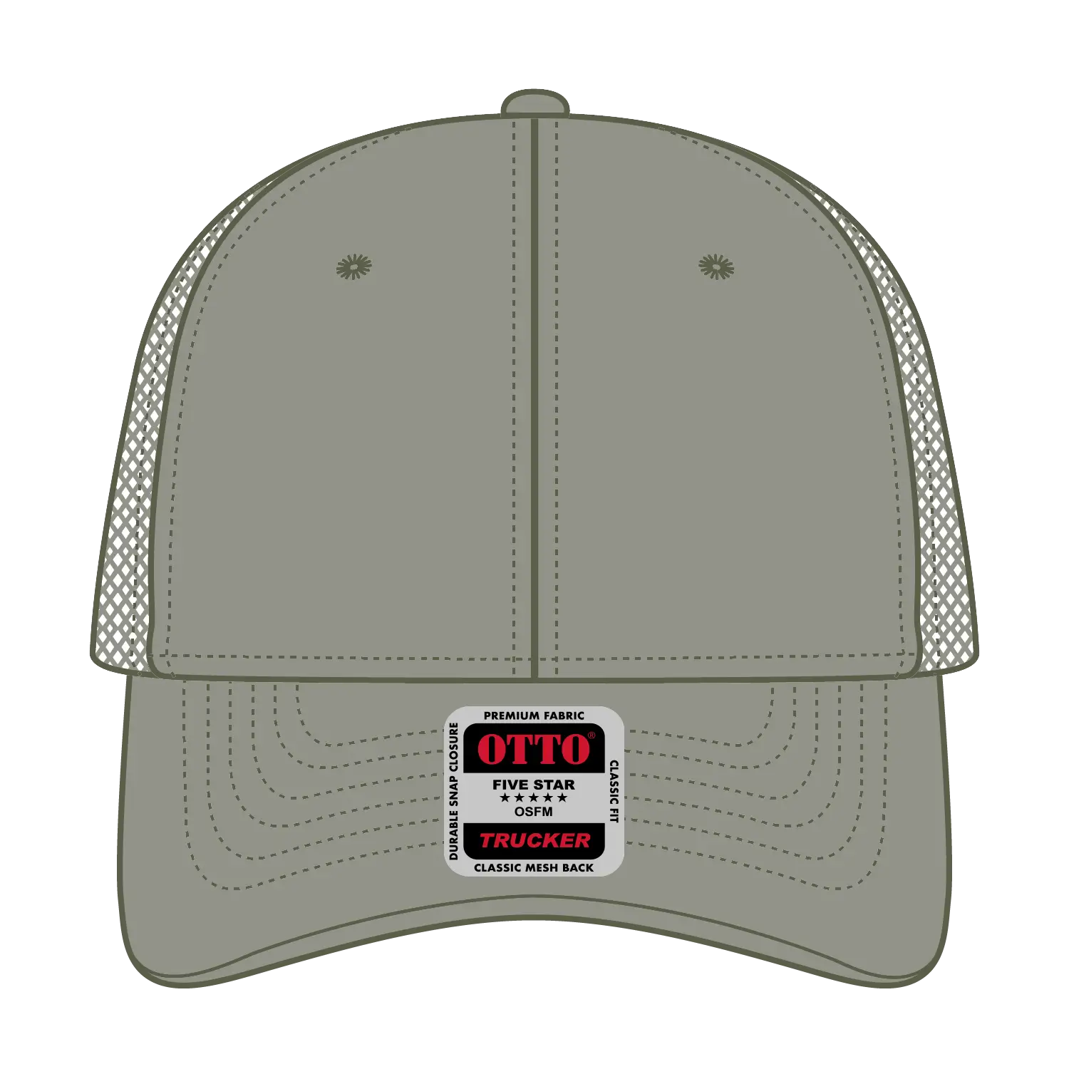 OTTO 83-1239 6 Panel Low Profile Mesh Back Trucker Cap - Ol. Green - Ol. Green / 6 1/2’’ - 7 5/8’’