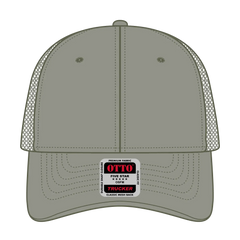 OTTO 83-1239 6 Panel Low Profile Mesh Back Trucker Cap - Ol. Green - Ol. Green / 6 1/2’’ - 7 5/8’’