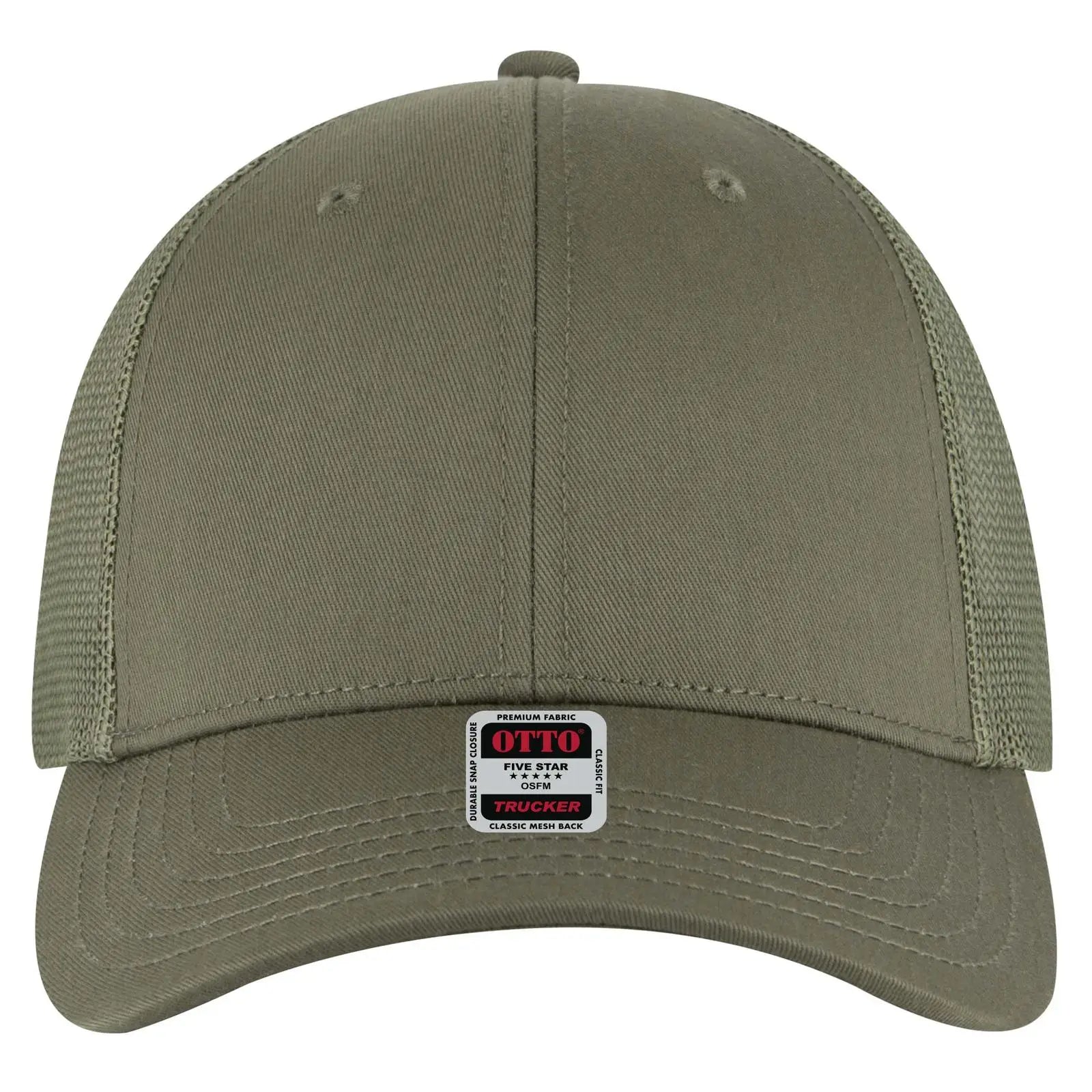 OTTO 83-1239 6 Panel Low Profile Mesh Back Trucker Cap - Ol. Green - Ol. Green / 6 1/2’’ - 7 5/8’’