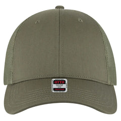 OTTO 83-1239 6 Panel Low Profile Mesh Back Trucker Cap - Ol. Green - Ol. Green / 6 1/2’’ - 7 5/8’’