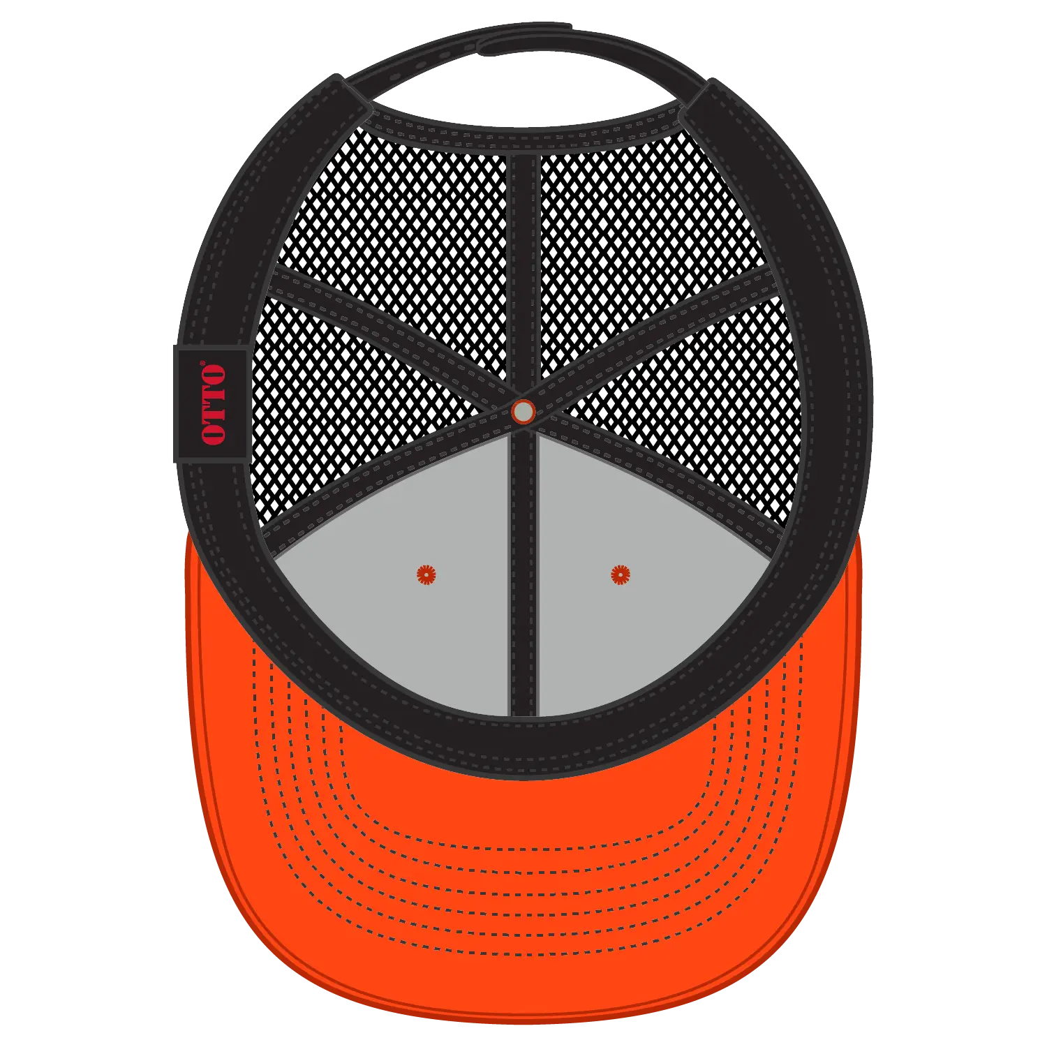 OTTO 83-1239 6 Panel Low Profile Mesh Back Trucker Cap - Org/Org/Blk - Org/Org/Blk / 6 1/2’’ - 7 5/8’’