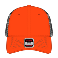OTTO 83-1239 6 Panel Low Profile Mesh Back Trucker Cap - Org/Org/Blk - Org/Org/Blk / 6 1/2’’ - 7 5/8’’