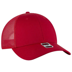 OTTO 83-1239 6 Panel Low Profile Mesh Back Trucker Cap - Red - Red / 6 1/2’’ - 7 5/8’’