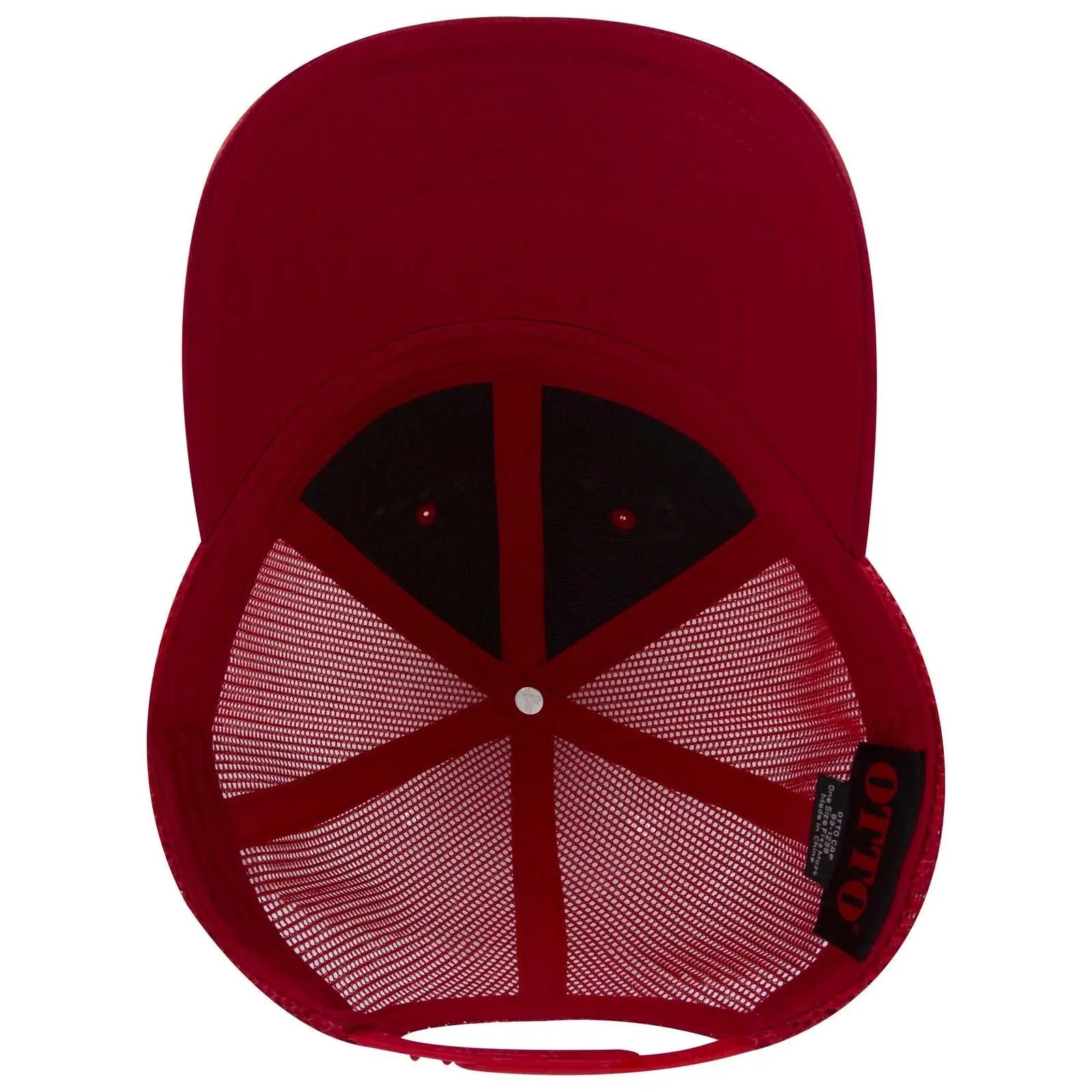 OTTO 83-1239 6 Panel Low Profile Mesh Back Trucker Cap - Red - Red / 6 1/2’’ - 7 5/8’’