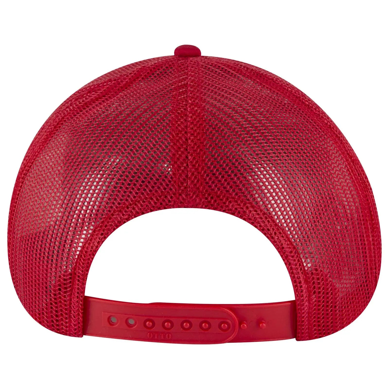 OTTO 83-1239 6 Panel Low Profile Mesh Back Trucker Cap - Red - Red / 6 1/2’’ - 7 5/8’’