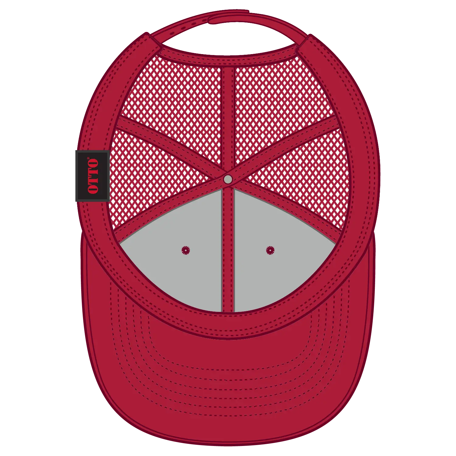 OTTO 83-1239 6 Panel Low Profile Mesh Back Trucker Cap - Red - Red / 6 1/2’’ - 7 5/8’’
