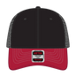OTTO 83-1239 6 Panel Low Profile Mesh Back Trucker Cap - Red/Blk/Blk - Red/Blk/Blk / 6 1/2’’ - 7 5/8’’