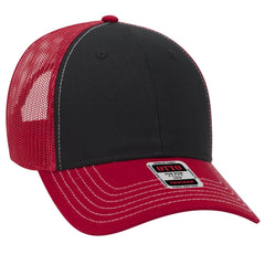 OTTO 83-1239 6 Panel Low Profile Mesh Back Trucker Cap - Red/Blk/Red - Red/Blk/Red / 6 1/2’’ - 7 5/8’’