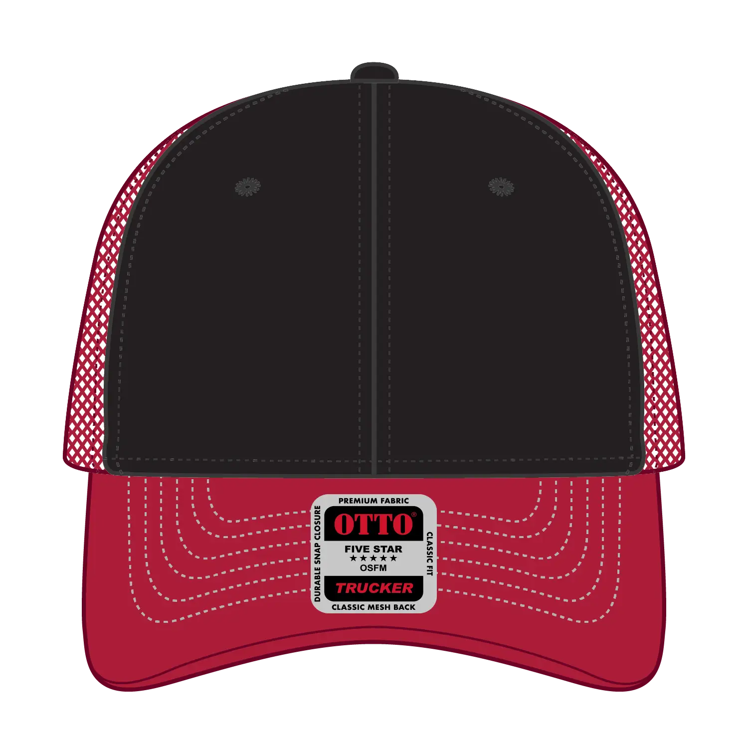 OTTO 83-1239 6 Panel Low Profile Mesh Back Trucker Cap - Red/Blk/Red - Red/Blk/Red / 6 1/2’’ - 7 5/8’’
