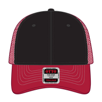 OTTO 83-1239 6 Panel Low Profile Mesh Back Trucker Cap - Red/Blk/Red - Red/Blk/Red / 6 1/2’’ - 7 5/8’’
