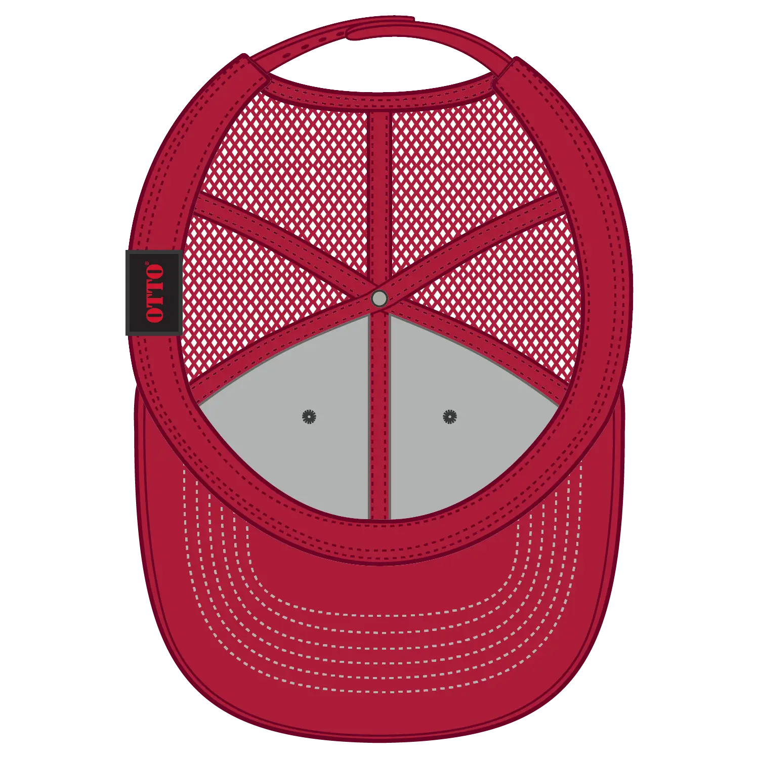 OTTO 83-1239 6 Panel Low Profile Mesh Back Trucker Cap - Red/Blk/Red - Red/Blk/Red / 6 1/2’’ - 7 5/8’’