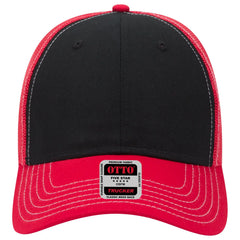 OTTO 83-1239 6 Panel Low Profile Mesh Back Trucker Cap - Red/Blk/Red - Red/Blk/Red / 6 1/2’’ - 7 5/8’’