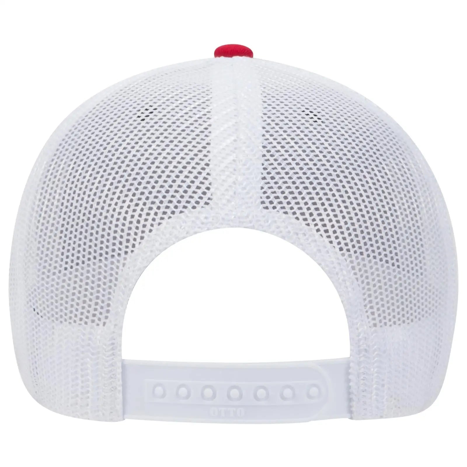 OTTO 83-1239 6 Panel Low Profile Mesh Back Trucker Cap - Red/Blk/Wht - Red/Blk/Wht / 6 1/2’’ - 7 5/8’’