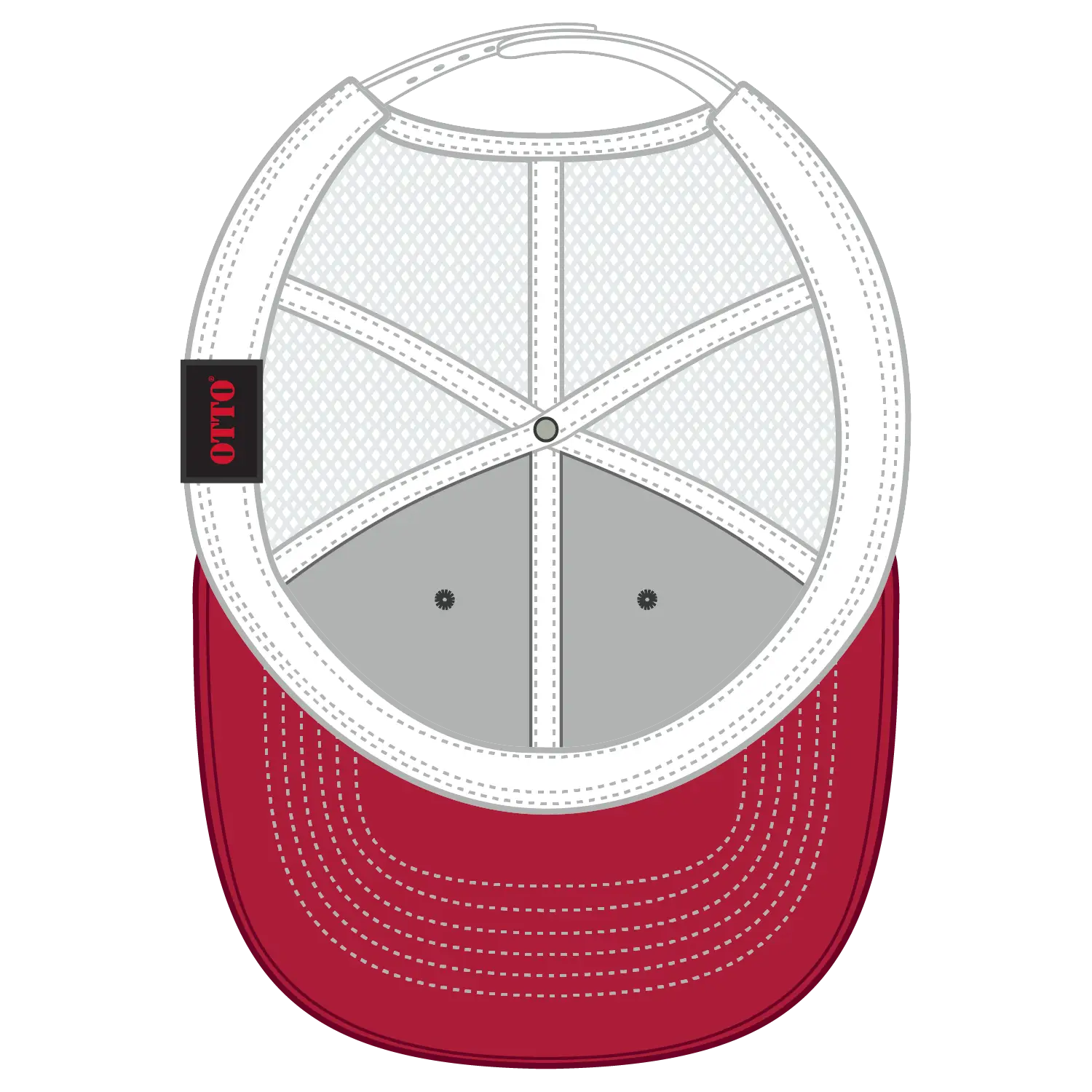 OTTO 83-1239 6 Panel Low Profile Mesh Back Trucker Cap - Red/Blk/Wht - Red/Blk/Wht / 6 1/2’’ - 7 5/8’’