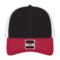 OTTO 83-1239 6 Panel Low Profile Mesh Back Trucker Cap - Red/Blk/Wht - Red/Blk/Wht / 6 1/2’’ - 7 5/8’’