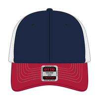 OTTO 83-1239 6 Panel Low Profile Mesh Back Trucker Cap - Red/Nvy/Wht - Red/Nvy/Wht / 6 1/2’’ - 7 5/8’’