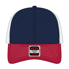 OTTO 83-1239 6 Panel Low Profile Mesh Back Trucker Cap - Red/Nvy/Wht - Red/Nvy/Wht / 6 1/2’’ - 7 5/8’’