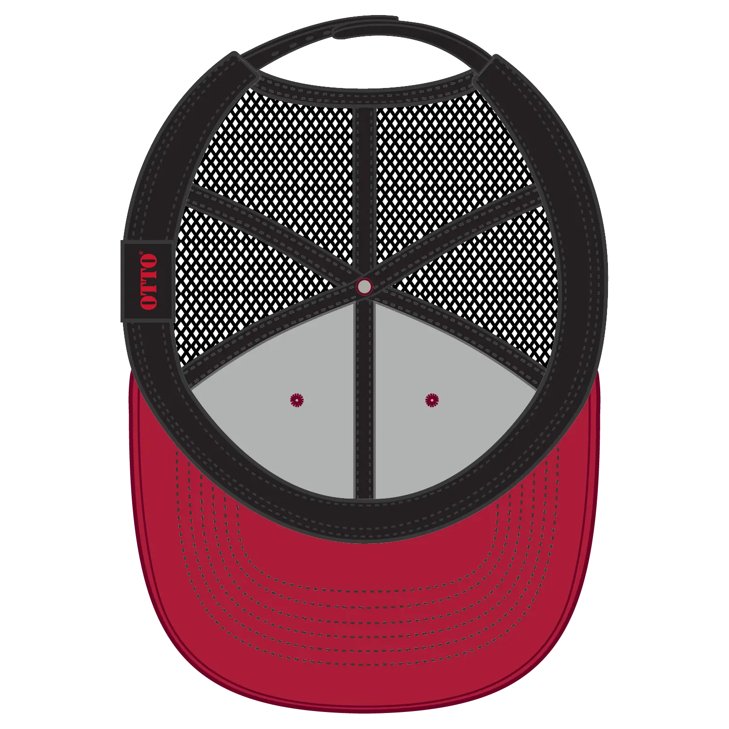 OTTO 83-1239 6 Panel Low Profile Mesh Back Trucker Cap - Red/Red/Blk - Red/Red/Blk / 6 1/2’’ - 7 5/8’’