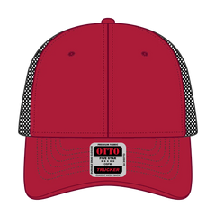 OTTO 83-1239 6 Panel Low Profile Mesh Back Trucker Cap - Red/Red/Blk - Red/Red/Blk / 6 1/2’’ - 7 5/8’’