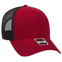 OTTO 83-1239 6 Panel Low Profile Mesh Back Trucker Cap - Red/Red/Blk - Red/Red/Blk / 6 1/2’’ - 7 5/8’’